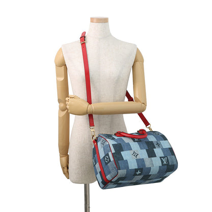 LOUIS VUITTON Speedy Bandouliere Blue/RedM45041 Monogram Denim Size 30