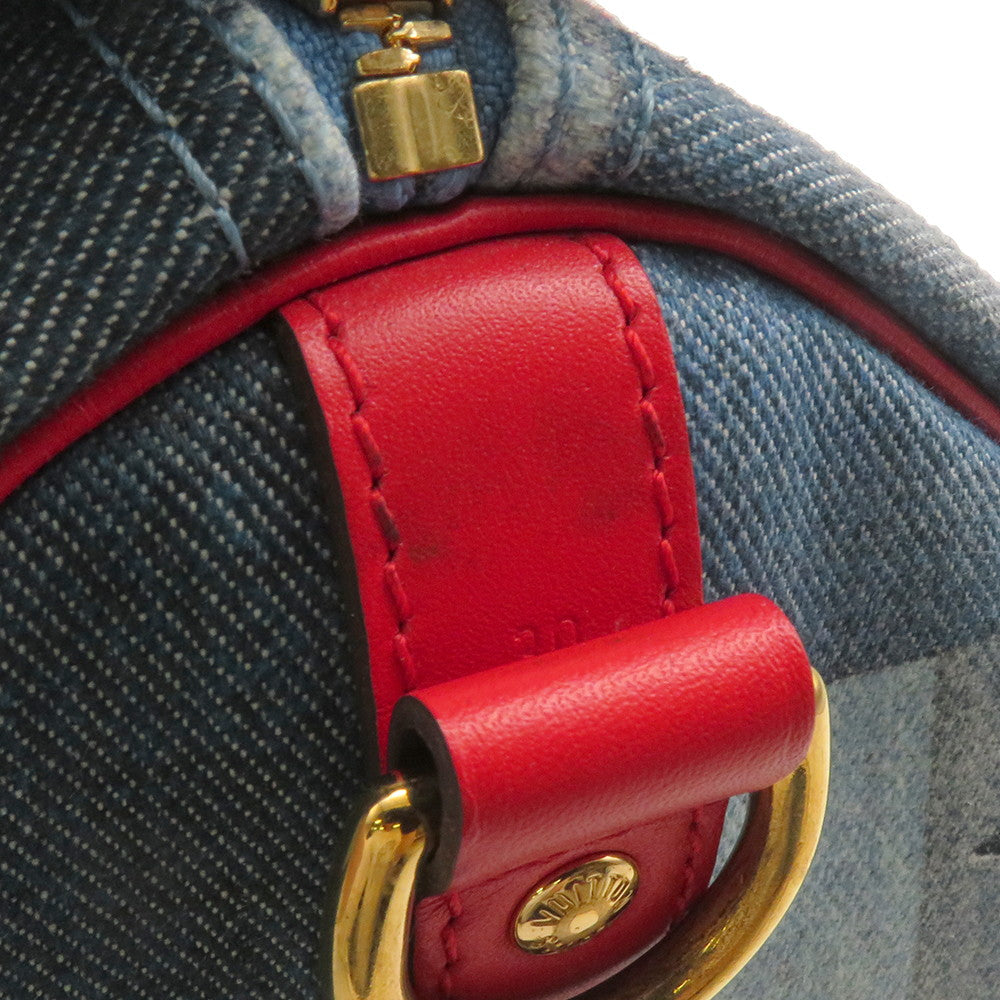 LOUIS VUITTON Speedy Bandouliere Blue/RedM45041 Monogram Denim Size 30