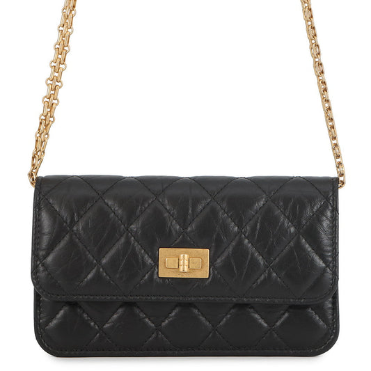 CHANEL Matelasse 2.55 Chain Wallet BlackAP3169 Aged Calf Leather