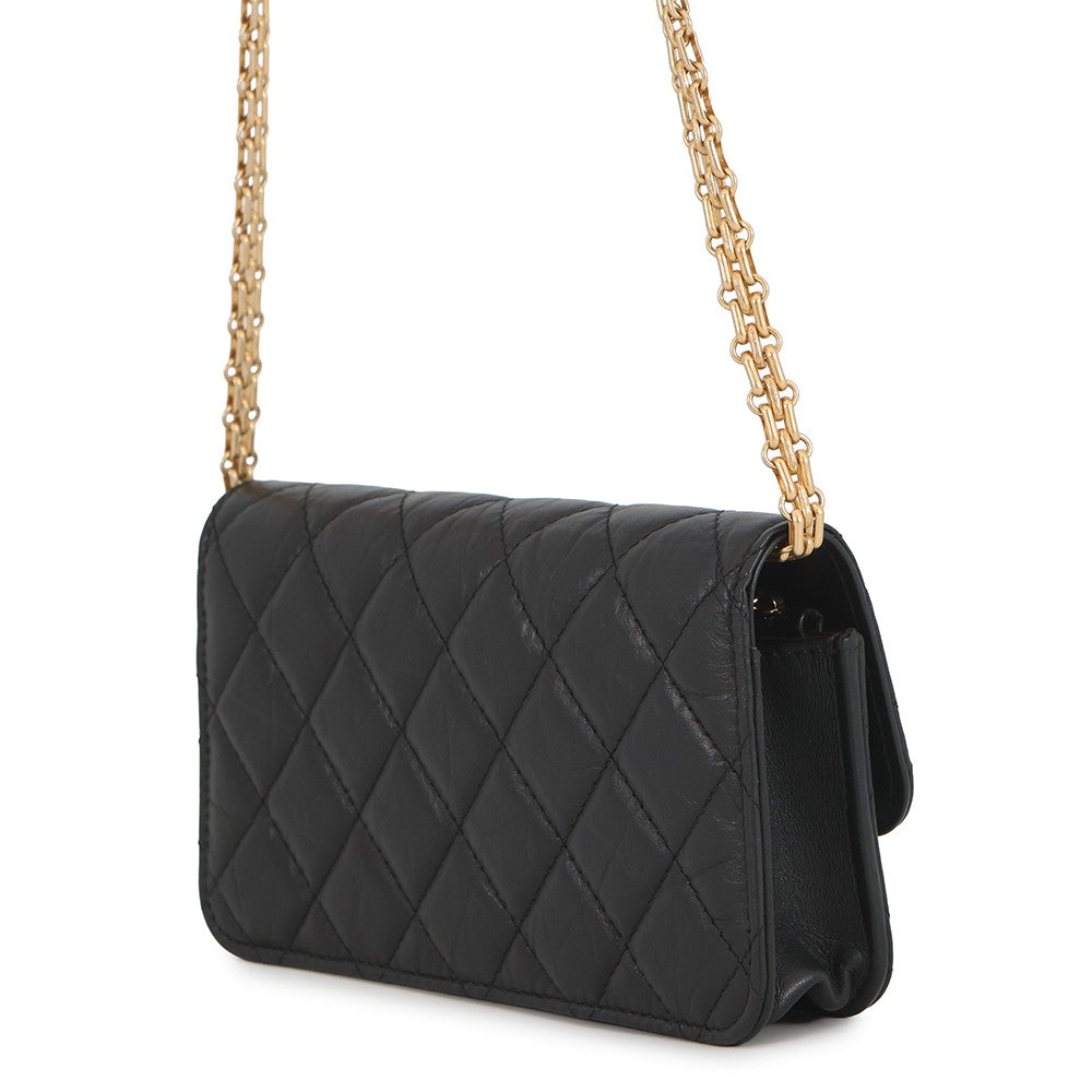 CHANEL Matelasse 2.55 Chain Wallet BlackAP3169 Aged Calf Leather