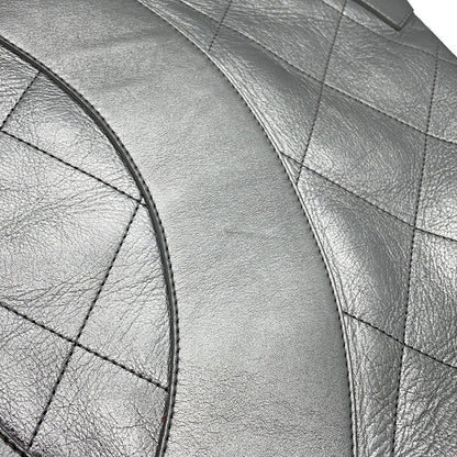 CHANEL CC Logo Club Monaco Chain Tote Bag Silver Shiny Calf Leather