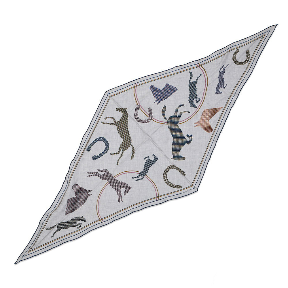 HERMES Losange Thor HERMES Scarf 2025Stainless Steel Gris Cine/Marron/GuimauveH434818T Cashmere70% Silk30%