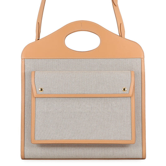 BURBERRY Pocket bag Beige/Warm Sand8039070 Canvas Leather Size Medium