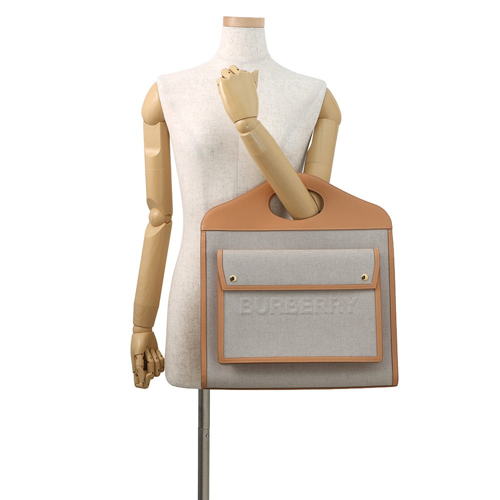 BURBERRY Pocket bag Beige/Warm Sand8039070 Canvas Leather Size Medium