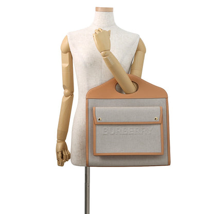 BURBERRY Pocket bag Beige/Warm Sand8039070 Canvas Leather Size Medium