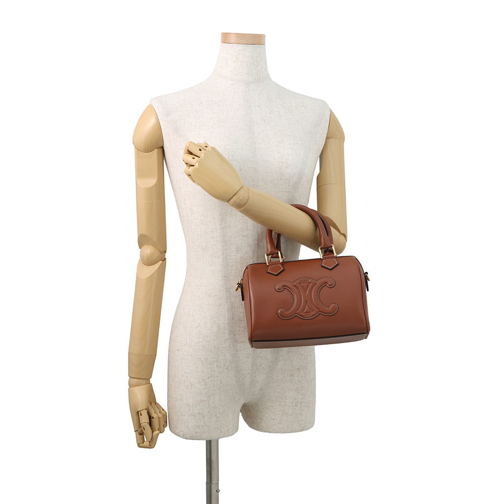 CELINE Cuir Triomphe Boston Tan113773DU3 Smooth Calf Leather Size Small