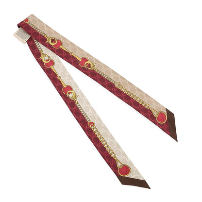 GUCCI Printed Silk Twill Ribbon Beige/Red774819 Silk