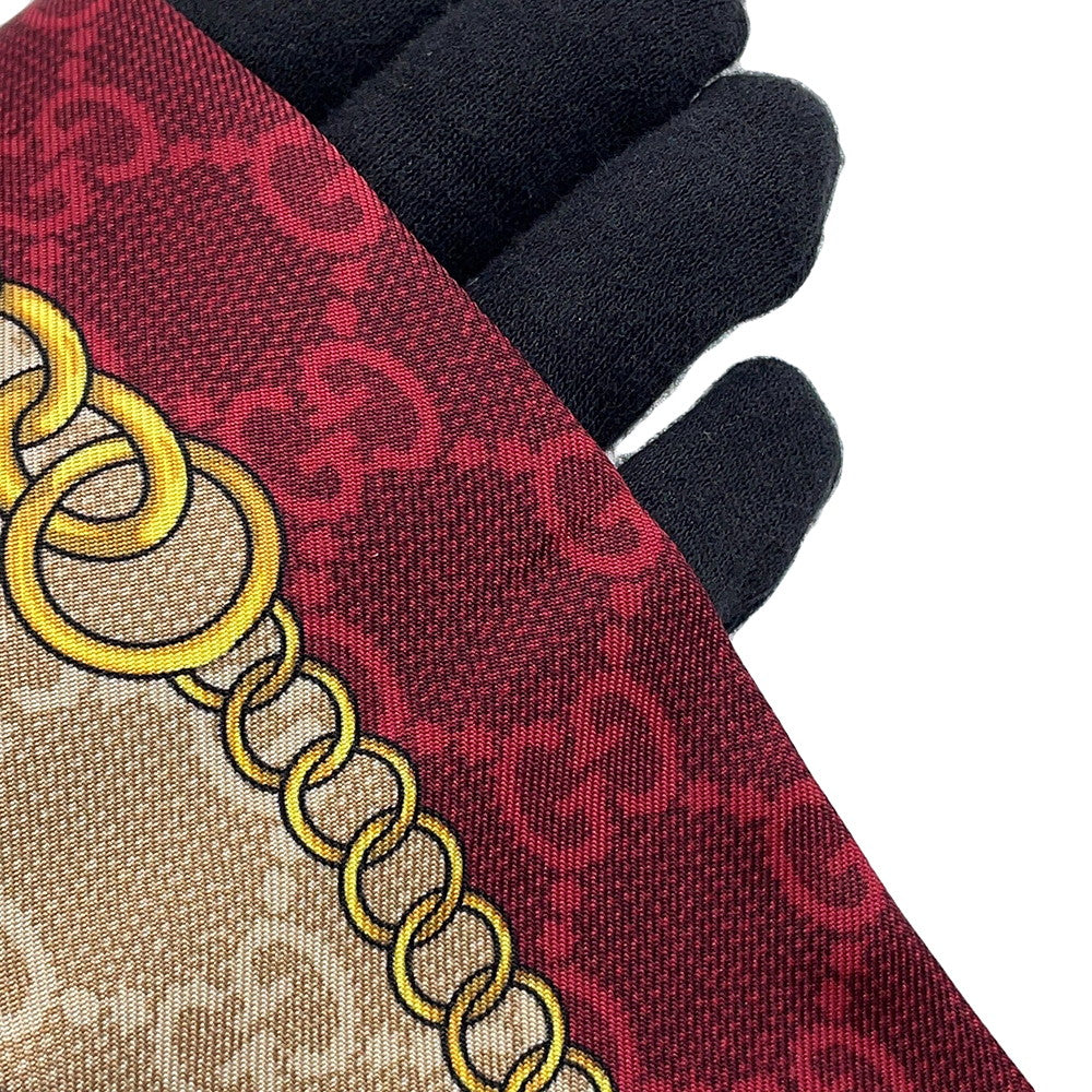 GUCCI Printed Silk Twill Ribbon Beige/Red774819 Silk