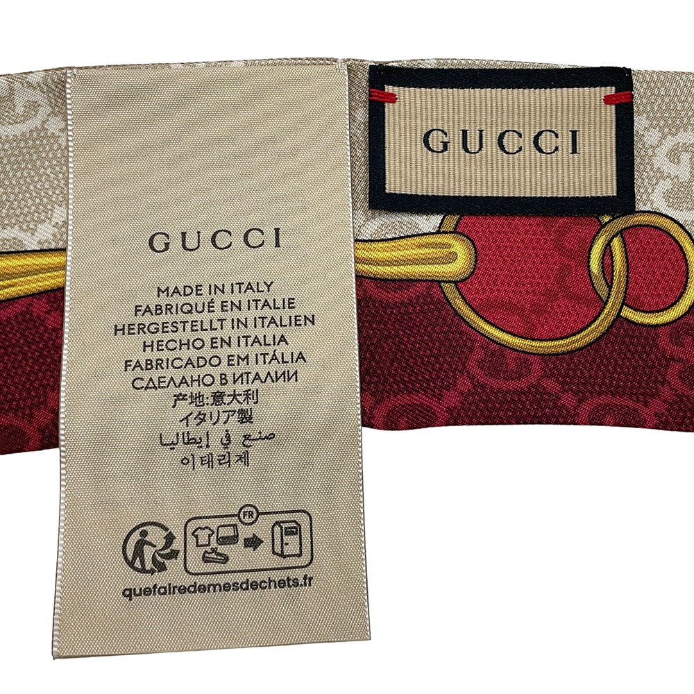 GUCCI Printed Silk Twill Ribbon Beige/Red774819 Silk