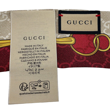 GUCCI Printed Silk Twill Ribbon Beige/Red774819 Silk