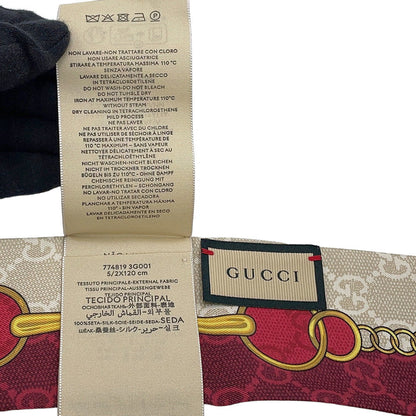 GUCCI Printed Silk Twill Ribbon Beige/Red774819 Silk