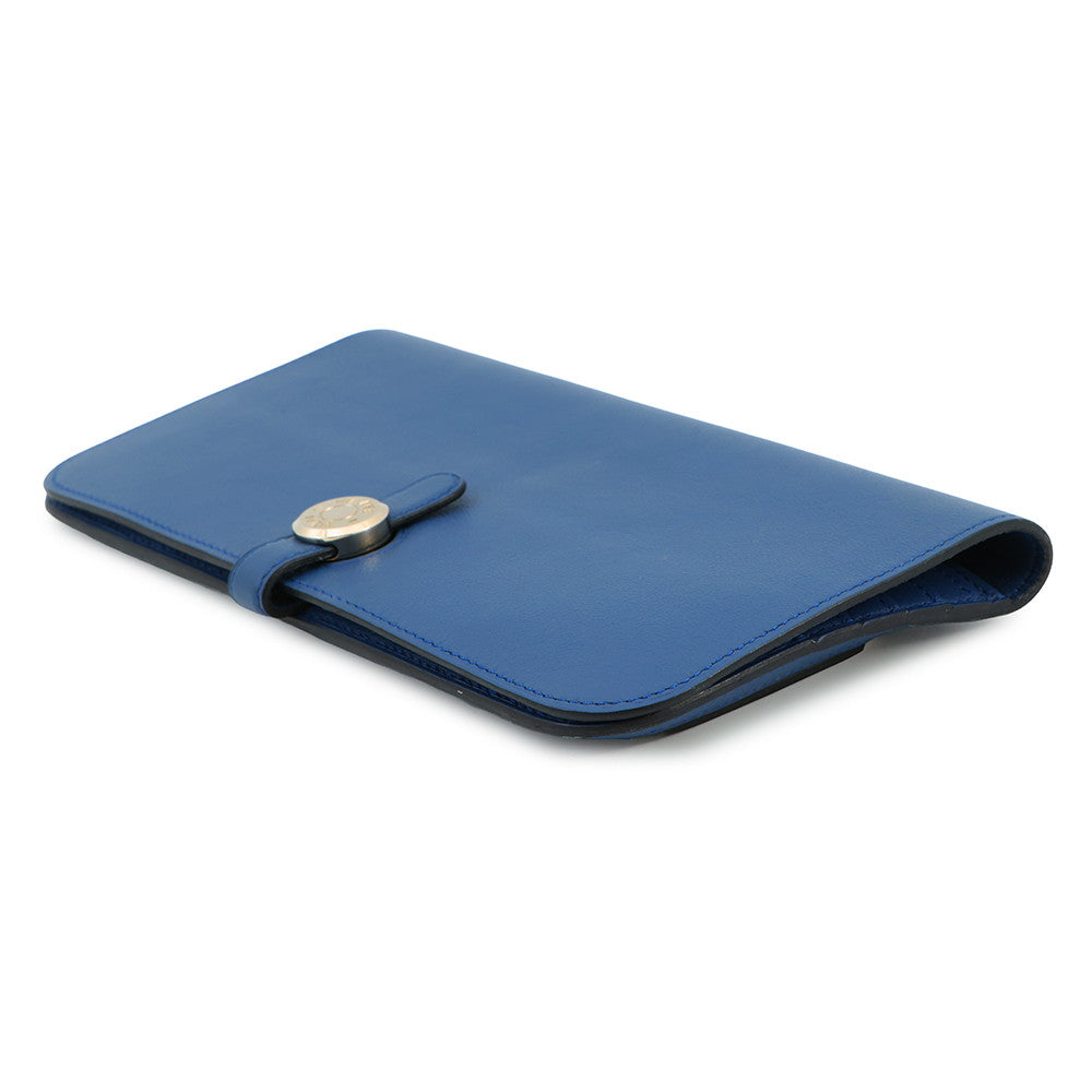 HERMES Dogon Long Blue Agate Swift Leather