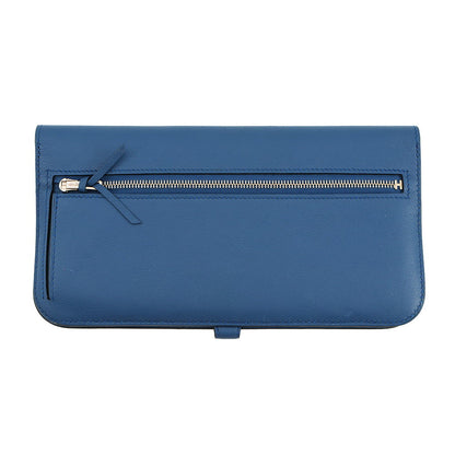 HERMES Dogon Long Blue Agate Swift Leather