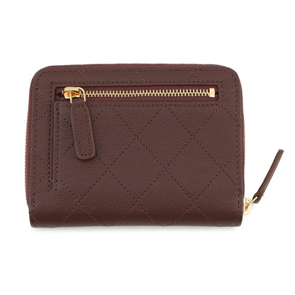 CHANEL CC Logo Round Zip Compact Wallet BrownAP4918 Grained Goatskin Leather