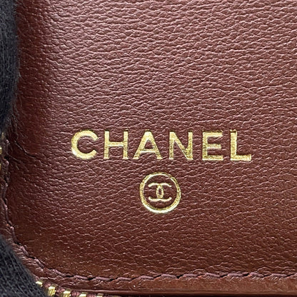 CHANEL CC Logo Round Zip Compact Wallet BrownAP4918 Grained Goatskin Leather