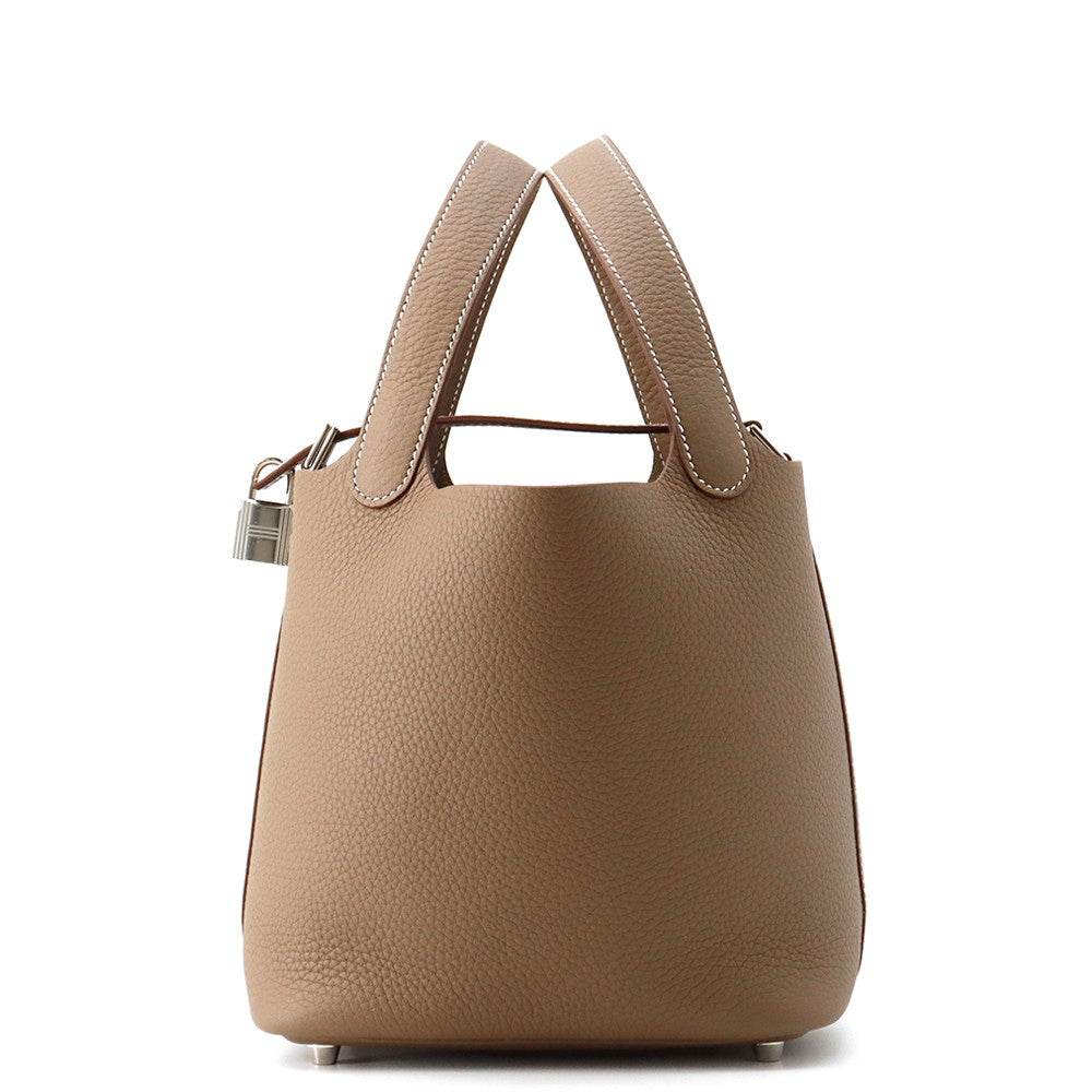 HERMES Picotin Padlock Etoupe Taurillon Clemence Size PM