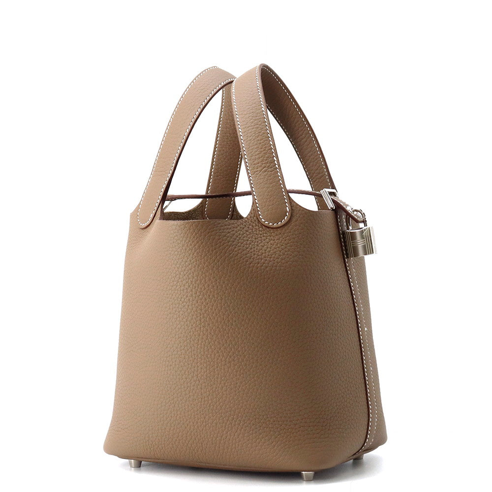 HERMES Picotin Padlock Etoupe Taurillon Clemence Size PM
