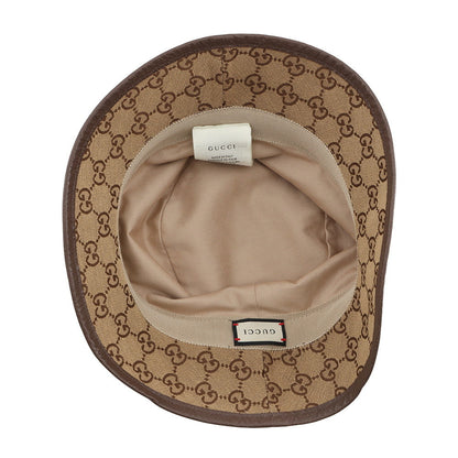 GUCCI GG Canvas Fedora Hat Size M Beige/Brown576587 Canvas Leather