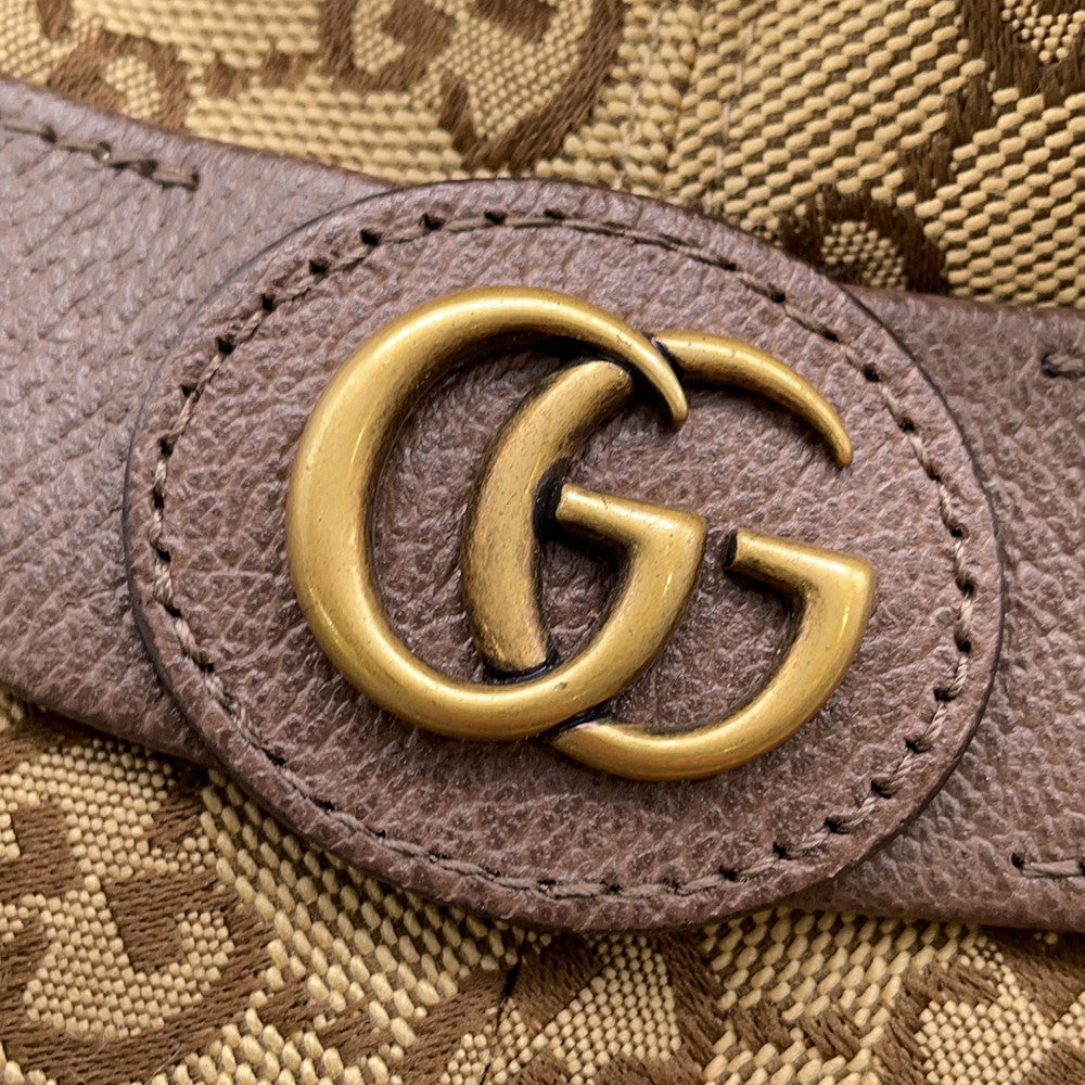 GUCCI GG Canvas Fedora Hat Size M Beige/Brown576587 Canvas Leather
