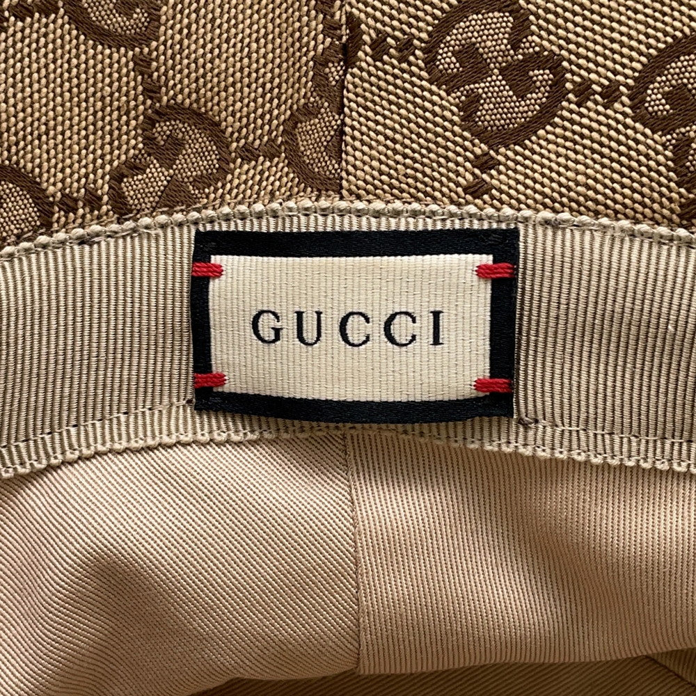 GUCCI GG Canvas Fedora Hat Size M Beige/Brown576587 Canvas Leather