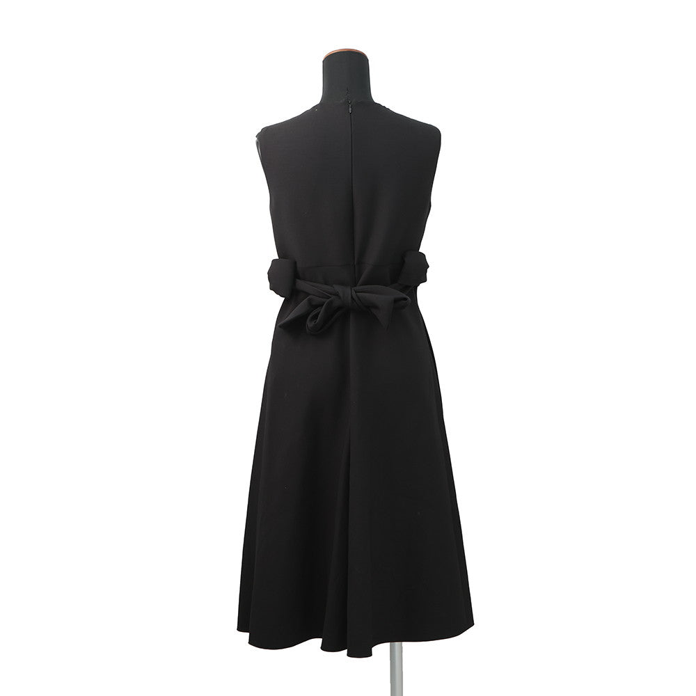 Valentino Garavani Sleeveless long flared dress Size 38 BlackKB3VA6X61CF Wool 65% Silk35%