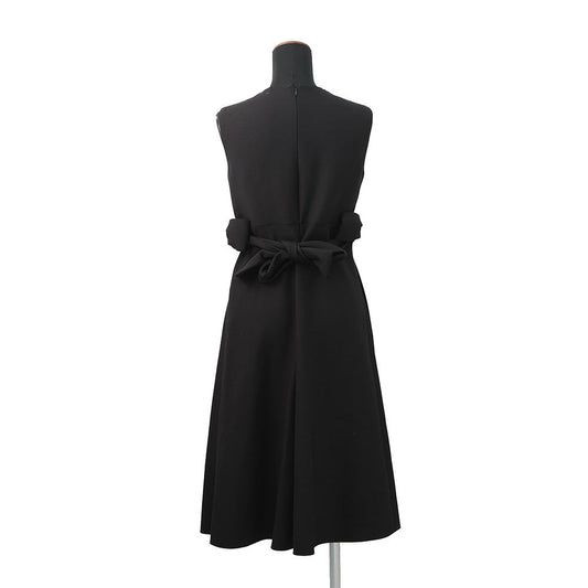 Valentino Garavani Sleeveless long flared dress Size 38 BlackKB3VA6X61CF Wool 65% Silk35%