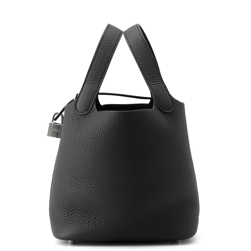 HERMES Picotin Lock Black Taurillon Clemence Size PM