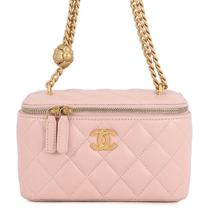 CHANEL Matelasse Camellia Vanity Chainshoulder Bag PinkAP3301 Lambskin