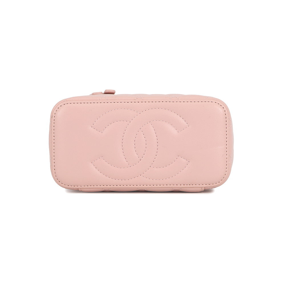 CHANEL Matelasse Camellia Vanity Chainshoulder Bag PinkAP3301 Lambskin