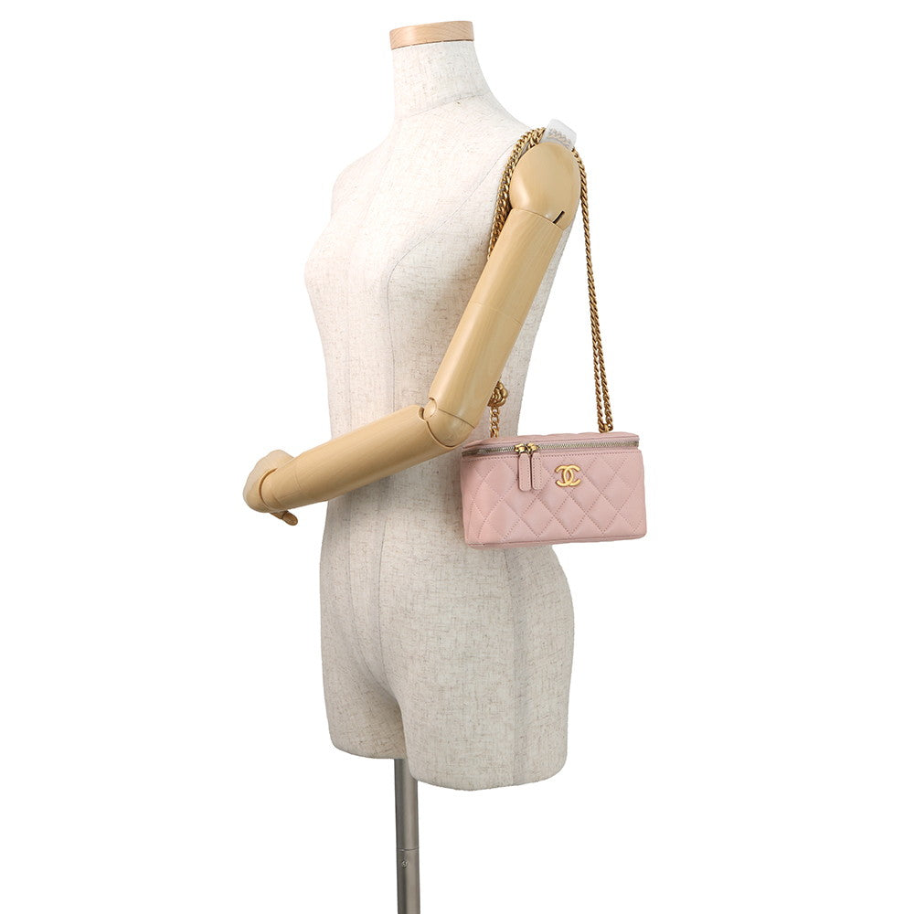 CHANEL Matelasse Camellia Vanity Chainshoulder Bag PinkAP3301 Lambskin
