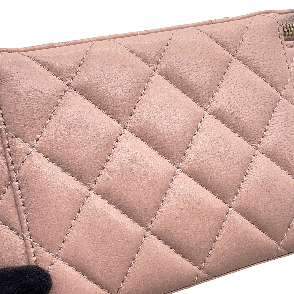 CHANEL Matelasse Camellia Vanity Chainshoulder Bag PinkAP3301 Lambskin