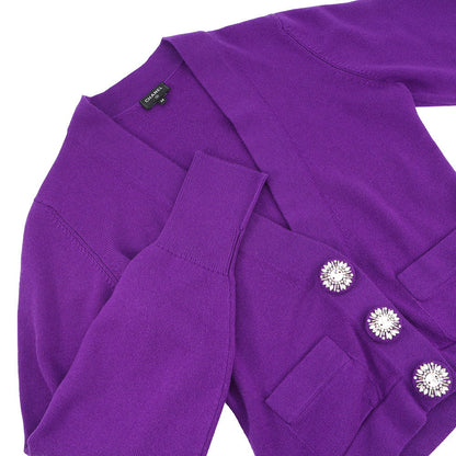 CHANEL Rhinestone Cardigan Size 38 PurpleP72973 Cashmere99% Polyurethane1% Rhinestone
