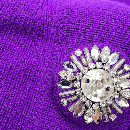 CHANEL Rhinestone Cardigan Size 38 PurpleP72973 Cashmere99% Polyurethane1% Rhinestone