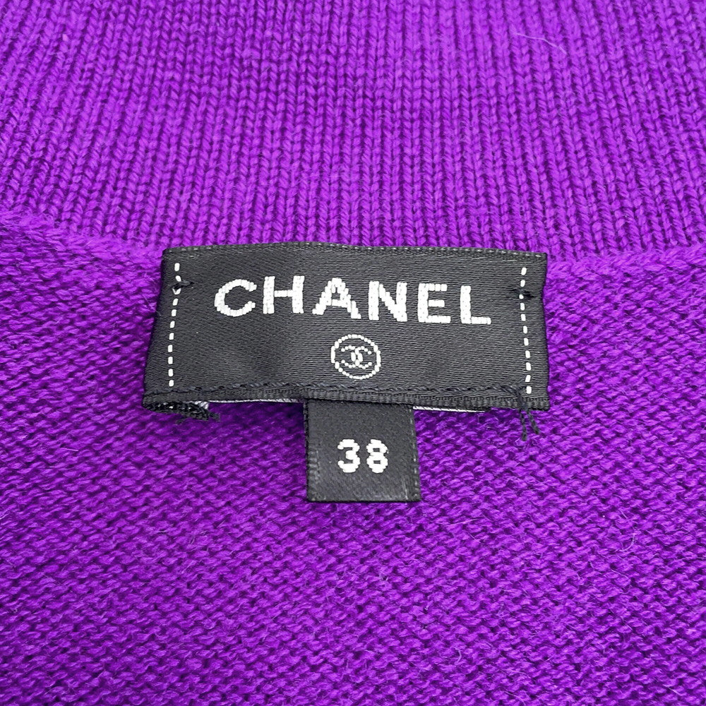 CHANEL Rhinestone Cardigan Size 38 PurpleP72973 Cashmere99% Polyurethane1% Rhinestone