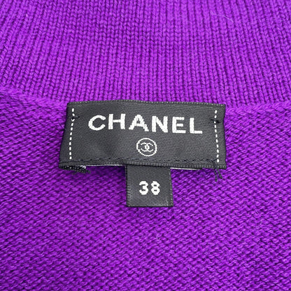 CHANEL Rhinestone Cardigan Size 38 PurpleP72973 Cashmere99% Polyurethane1% Rhinestone