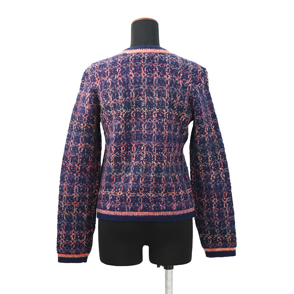 CHANEL Tweed KnitJacket Size 38 Navy/Pink/MulticolorP72941 Cashmere65% Wool 31% Nylon4%