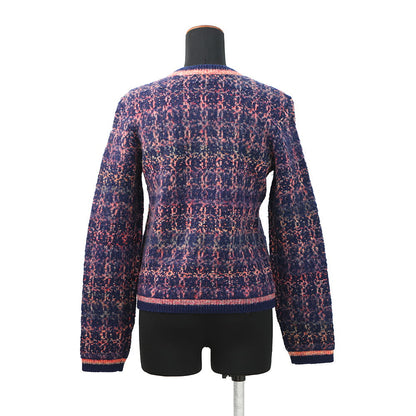 CHANEL Tweed KnitJacket Size 38 Navy/Pink/MulticolorP72941 Cashmere65% Wool 31% Nylon4%