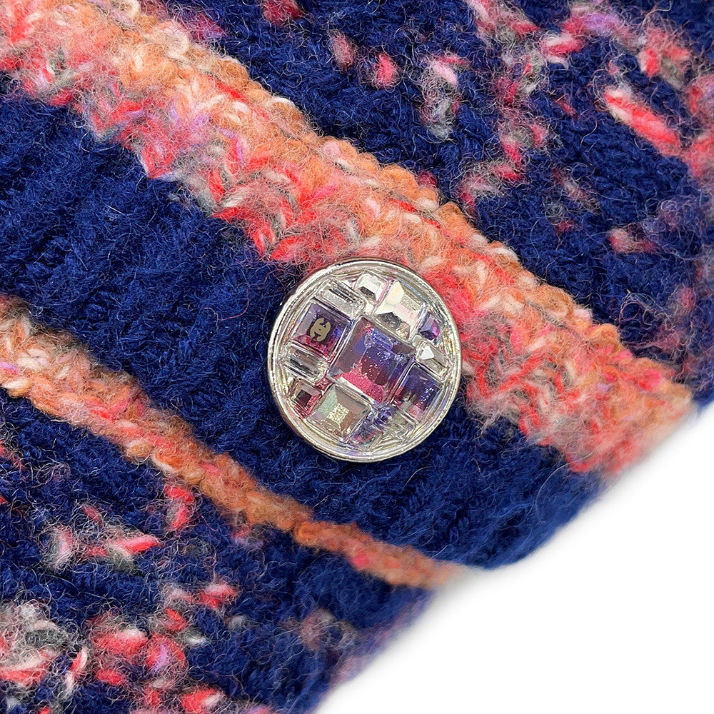 CHANEL Tweed KnitJacket Size 38 Navy/Pink/MulticolorP72941 Cashmere65% Wool 31% Nylon4%