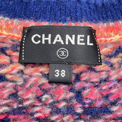 CHANEL Tweed KnitJacket Size 38 Navy/Pink/MulticolorP72941 Cashmere65% Wool 31% Nylon4%