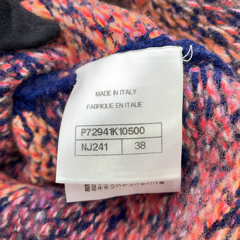 CHANEL Tweed KnitJacket Size 38 Navy/Pink/MulticolorP72941 Cashmere65% Wool 31% Nylon4%