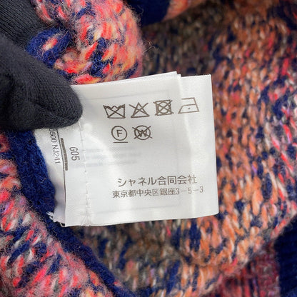CHANEL Tweed KnitJacket Size 38 Navy/Pink/MulticolorP72941 Cashmere65% Wool 31% Nylon4%