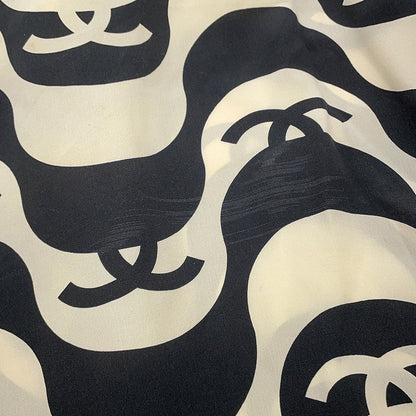 CHANEL CC Logo Wave Shirt Size 36 Cream/BlackP70211 Silk100%