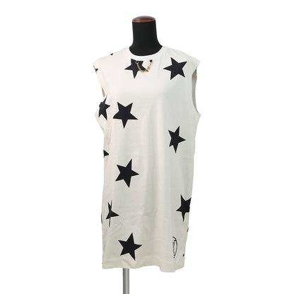 LOUIS VUITTON LV Logo Star Chain Dress Size M White/Black Cotton100%