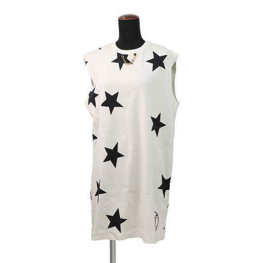 LOUIS VUITTON LV Logo Star Chain Dress Size M White/Black Cotton100%