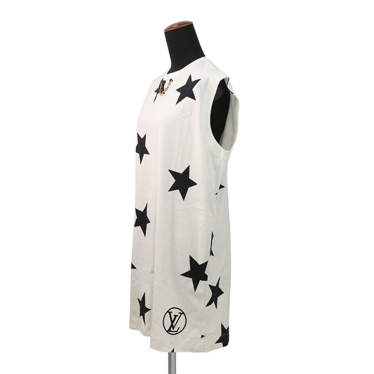 LOUIS VUITTON LV Logo Star Chain Dress Size M White/Black Cotton100%