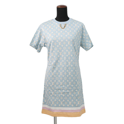 LOUIS VUITTON Monogram T-shirt dress Size S Light Blue1ABYHV Cotton100%