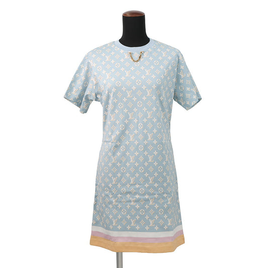 LOUIS VUITTON Monogram T-shirt dress Size S Light Blue1ABYHV Cotton100%