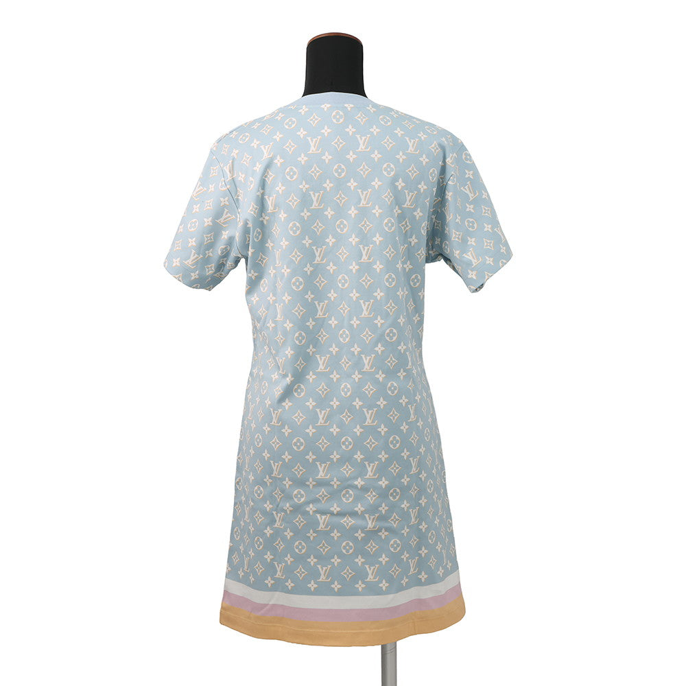 LOUIS VUITTON Monogram T-shirt dress Size S Light Blue1ABYHV Cotton100%