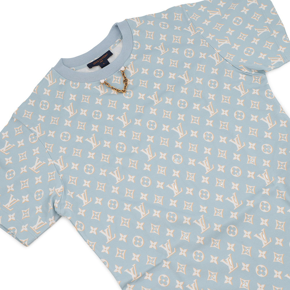 LOUIS VUITTON Monogram T-shirt dress Size S Light Blue1ABYHV Cotton100%