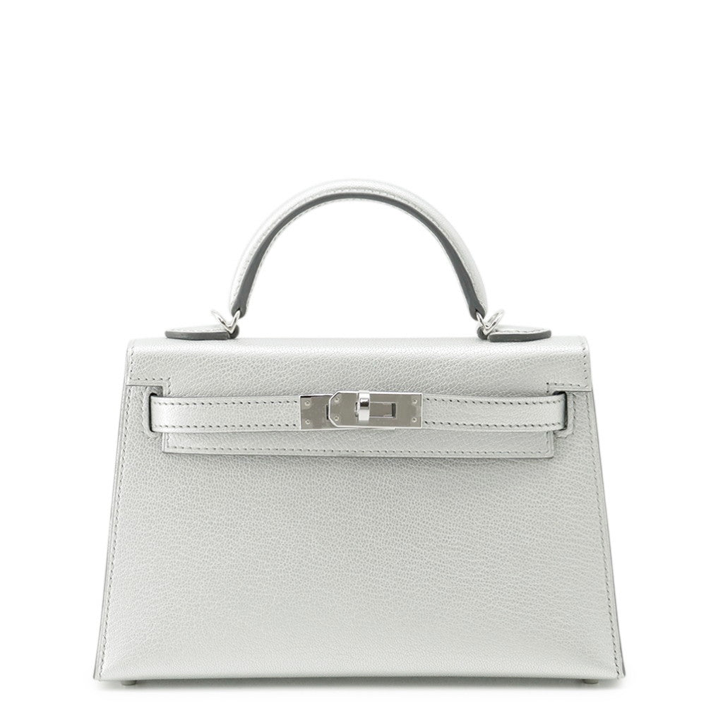 HERMES Mini Kelly 2 Argent Chevre Shamqila